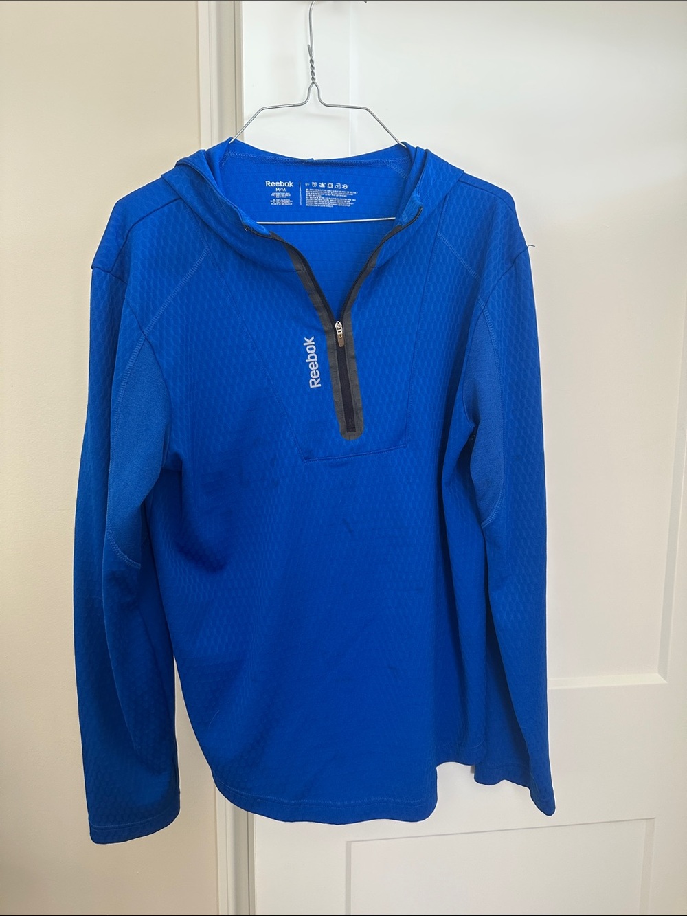 Reebok Royal Blue Lightweight Hoodie with Quarter-Zip